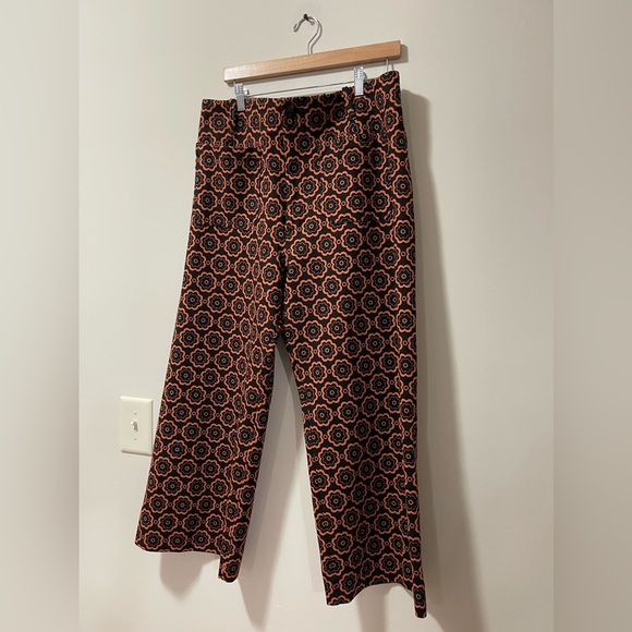 Maeve Anthropologie Colette Wide Leg High Waist Ponte Motif Cropped Pants Sz 34 - Picture 5 of 11